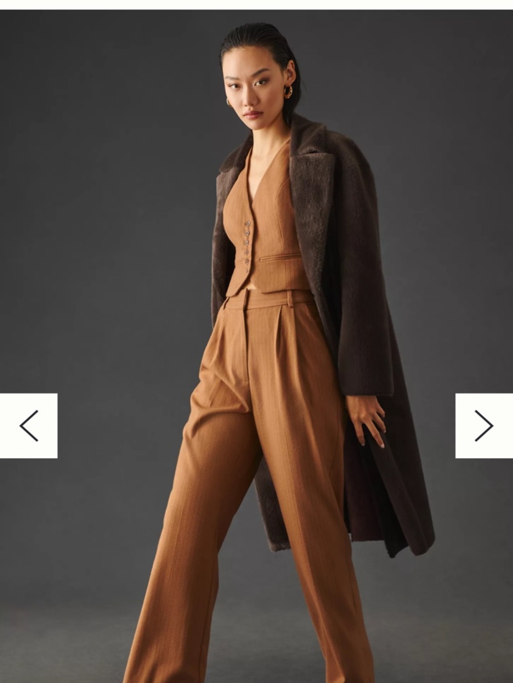 Favorite Daughter Tailored Pinstripe Vest Size L camel pinstripe NWOT
